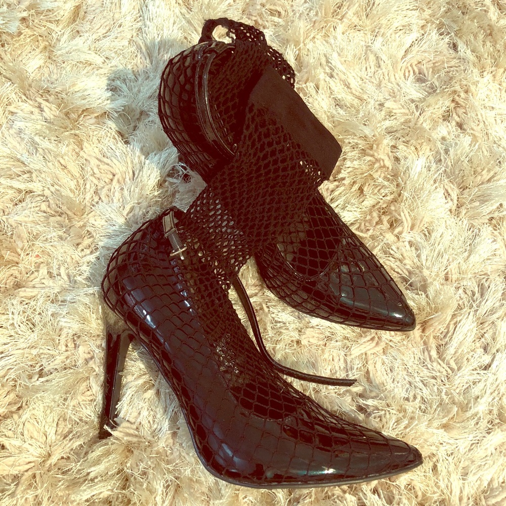 Black netted stilettos